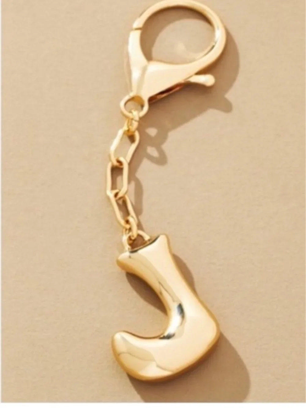 New! Gold Bubble Letter Bag Charm Key Chain NWOT